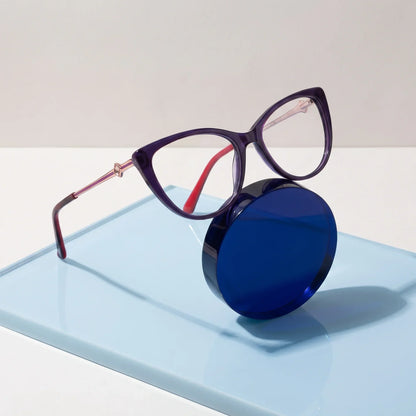 Fiore 1031 cat-eye acetate and metal reading glasses, purple green frame · ReFramed, photo 31 of 85