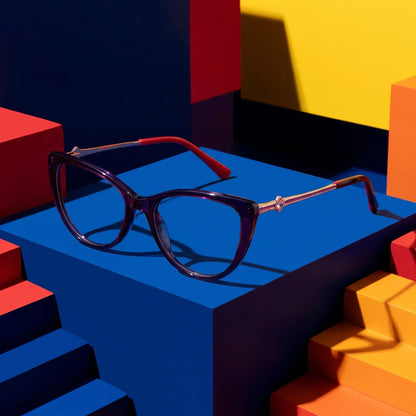Fiore 1031 cat-eye acetate and metal reading glasses, purple green frame · ReFramed, photo 32 of 85