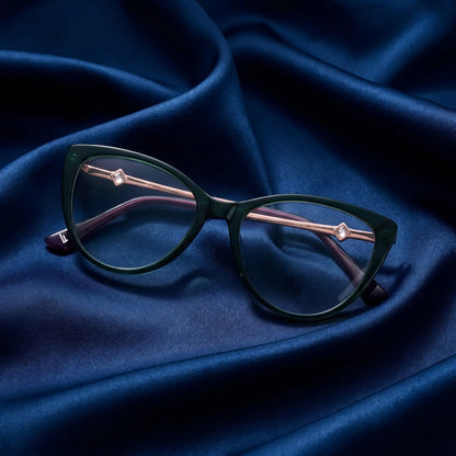 Fiore 1031 cat-eye acetate and metal reading glasses, green frame · ReFramed, photo 47 of 85