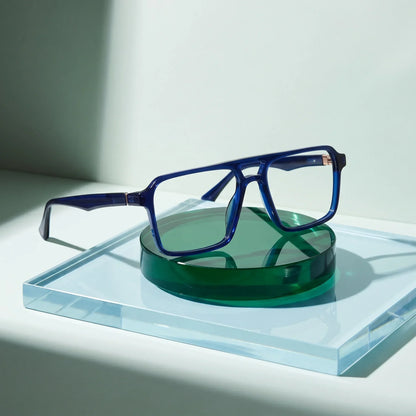 Fiore 1039 square aviator acetate and metal reading glasses, blue frame · ReFramed, photo 61 of 87