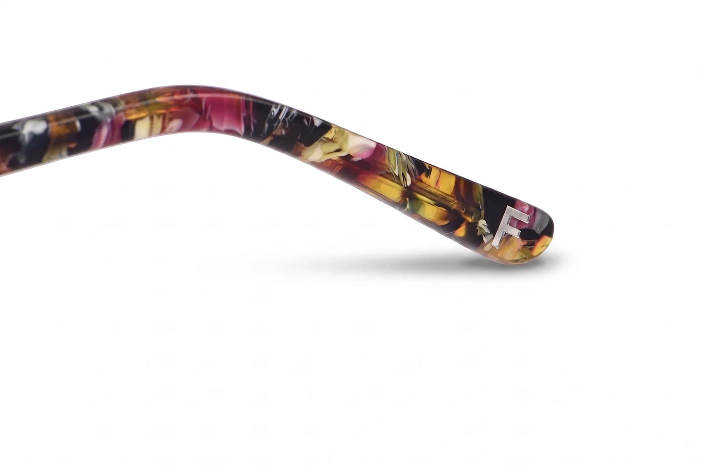 Fiore 2208 eyeglasses in brown gold – temple logo detail