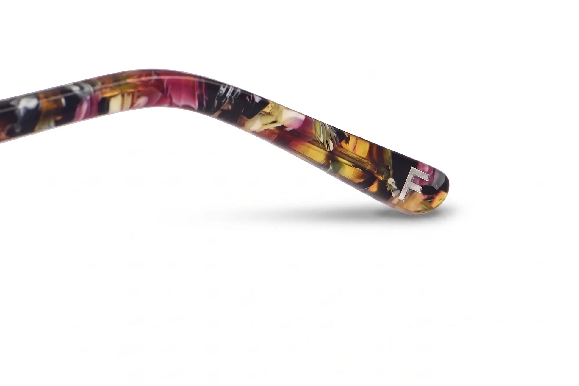 Fiore 2208 eyeglasses in brown gold – temple logo detail