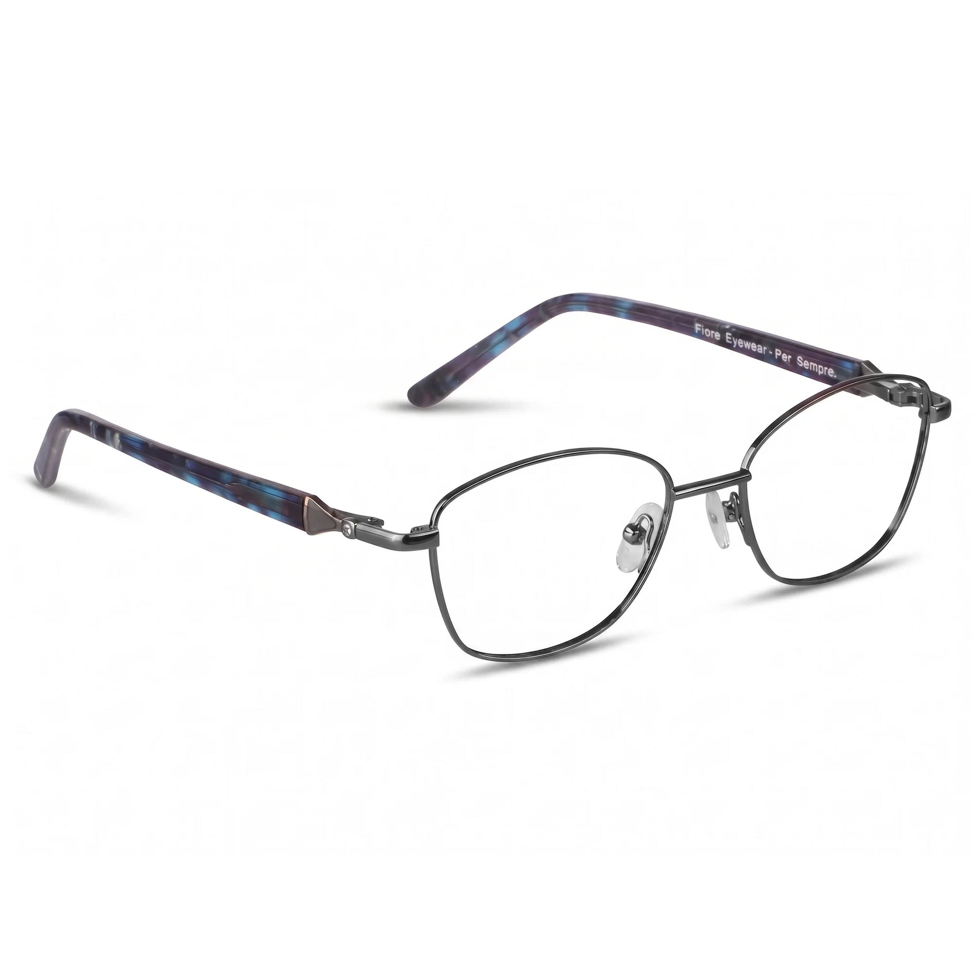 Fiore 2208 eyeglasses in gun blue – three-quarter view