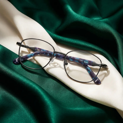 Fiore 2208 oval metal reading glasses, gun blue frame · ReFramed, photo 30 of 55