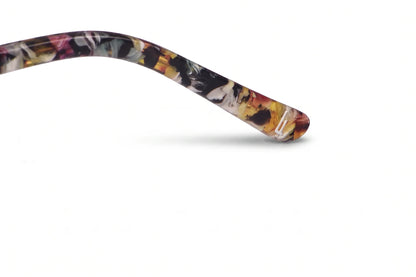 Fiore 2208 eyeglasses in brown tortoiseshell – temple logo detail