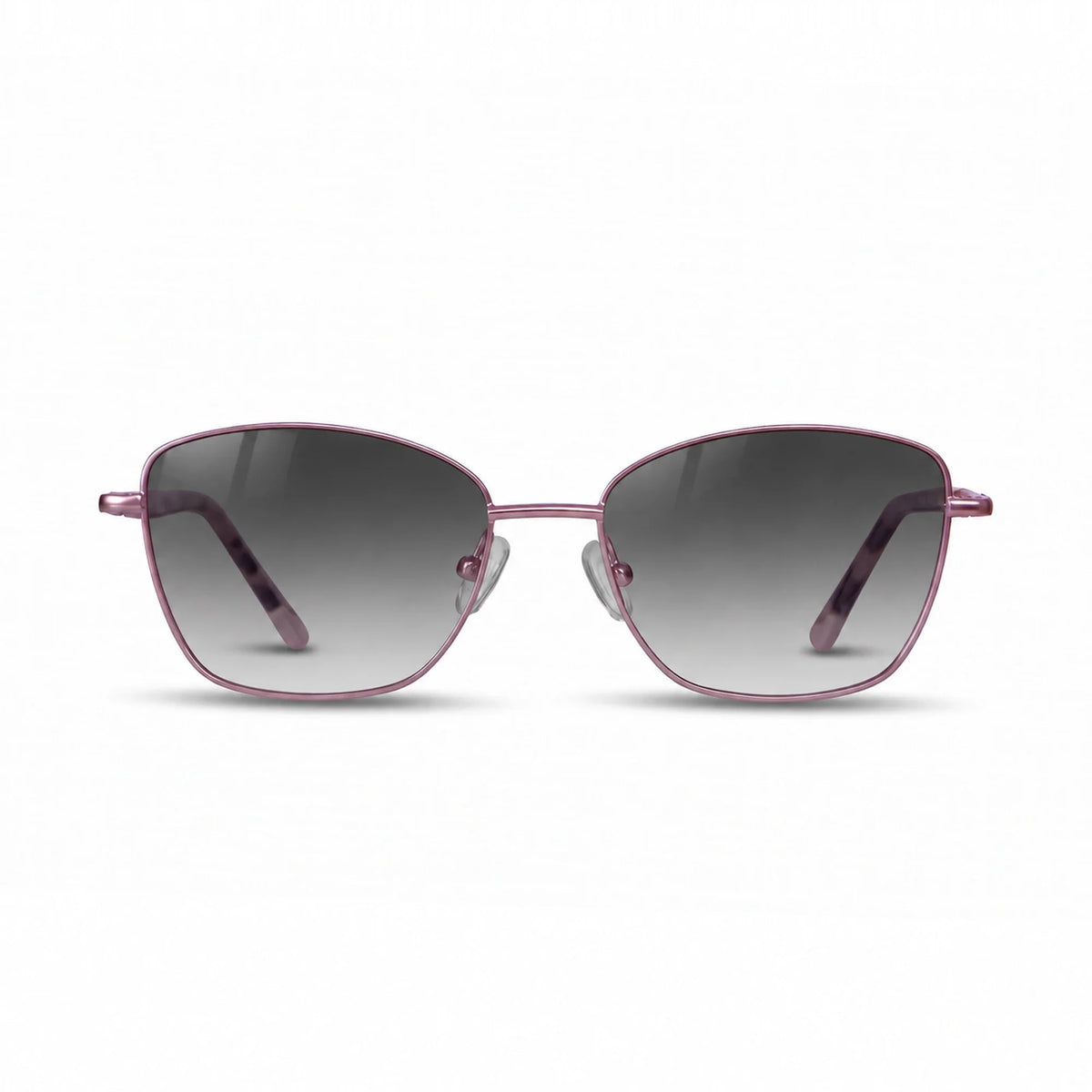 Fiore 2210 square cat eye sunglasses, purple steel frame, gradient gray polarized lens, front view · ReFramed