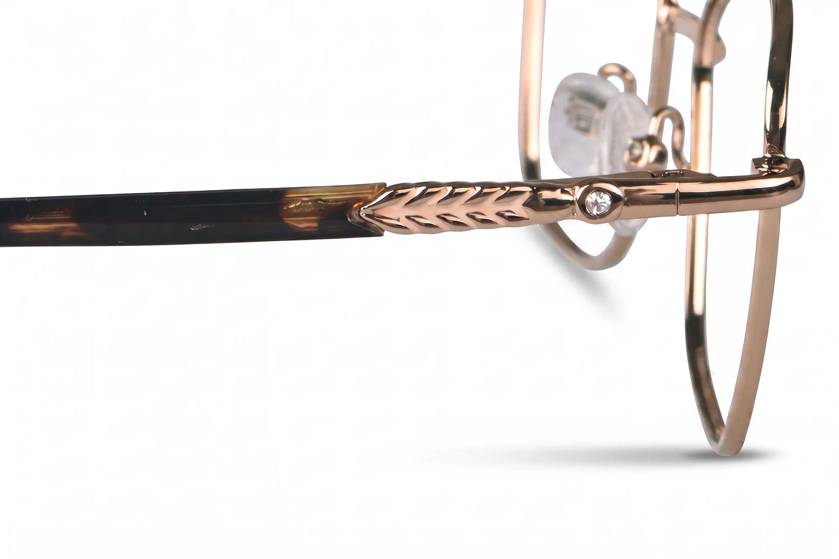 Fiore 2210 eyeglasses in gold pink – close-up detail