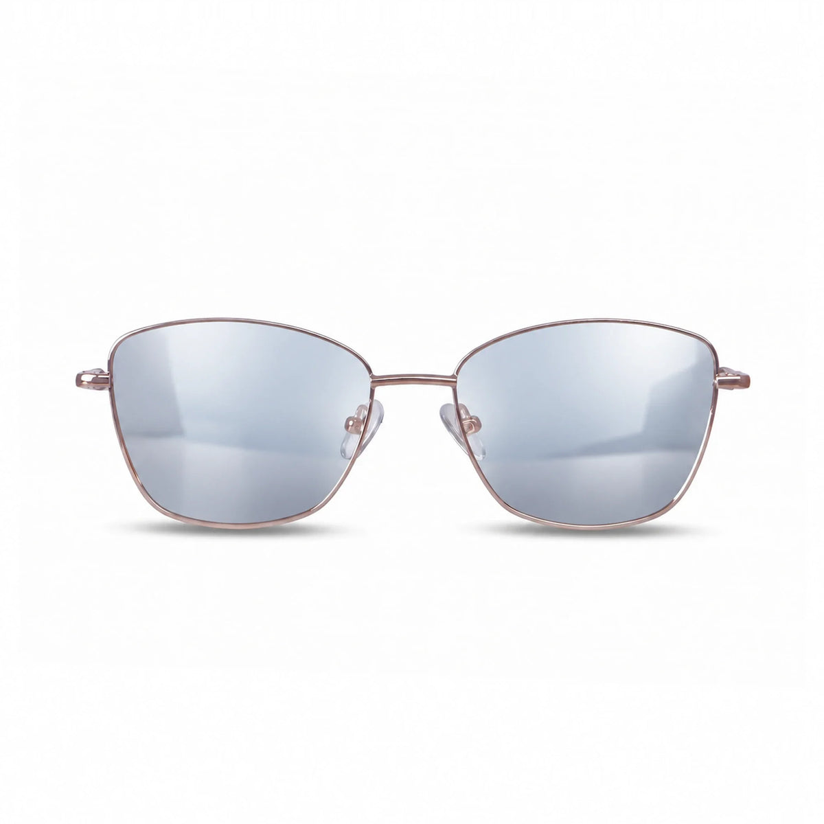 Fiore 2210 square cat eye sunglasses, tortoise steel frame, mirrored silver polarized lens, front view · ReFramed