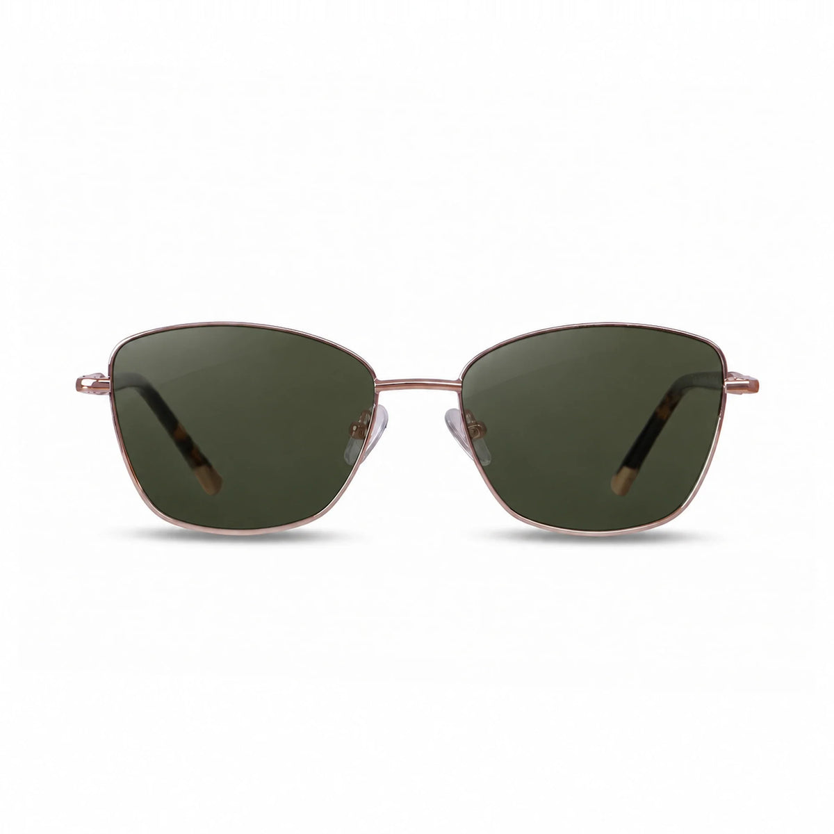 Fiore 2210 square cat eye sunglasses, tortoise steel frame, G15 polarized lens, front view · ReFramed