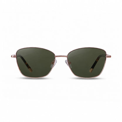 Fiore 2210 square cat eye sunglasses, tortoise steel frame, G15 polarized lens, front view · ReFramed