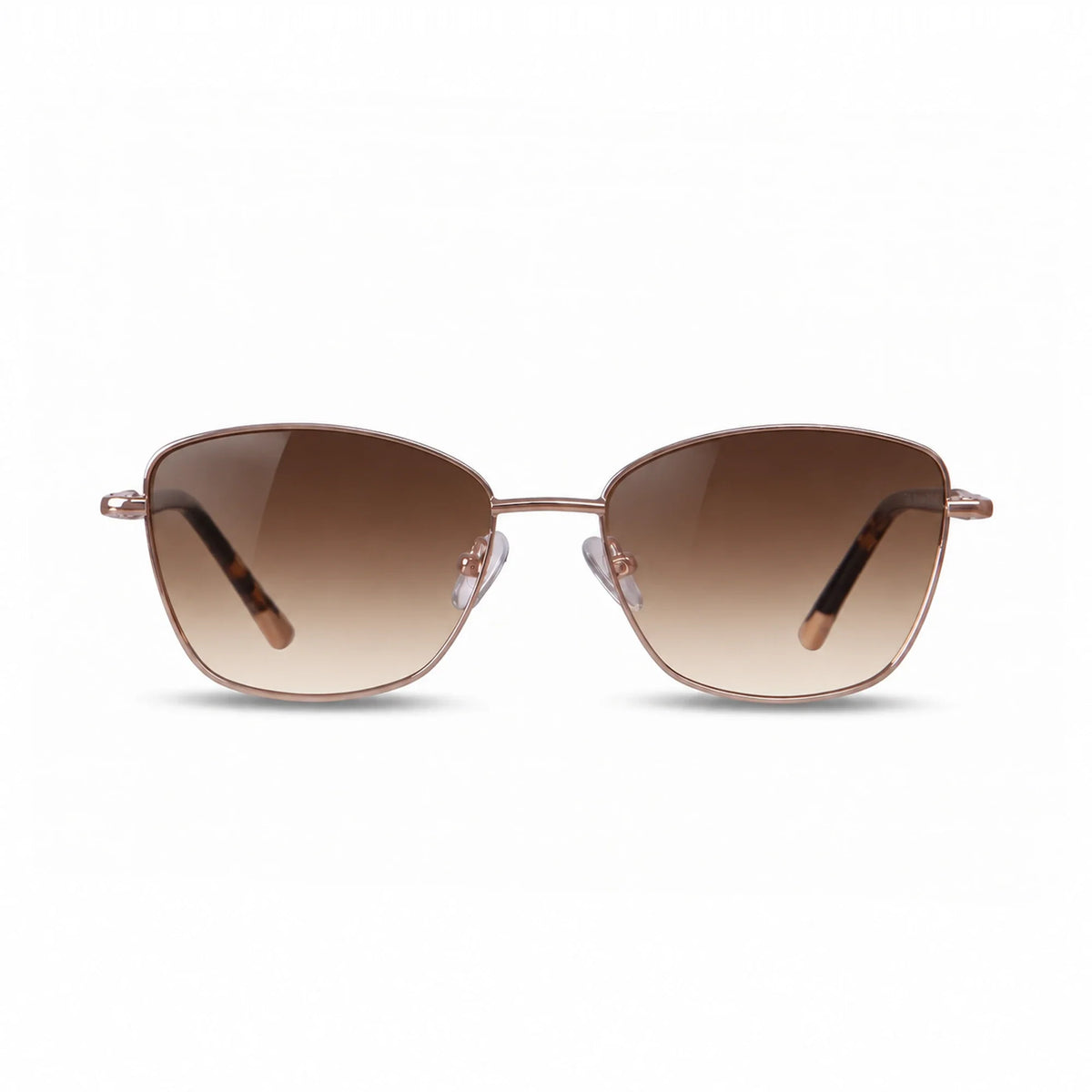 Fiore 2210 square cat eye sunglasses, tortoise steel frame, gradient brown polarized lens, front view · ReFramed