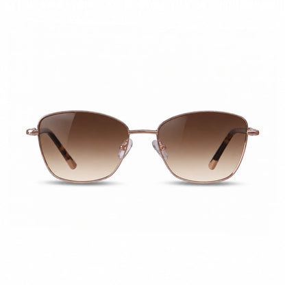 Fiore 2210 square cat eye sunglasses, tortoise steel frame, gradient brown polarized lens, front view · ReFramed