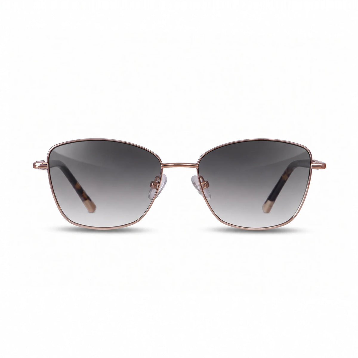 Fiore 2210 square cat eye sunglasses, tortoise steel frame, gradient gray polarized lens, front view · ReFramed