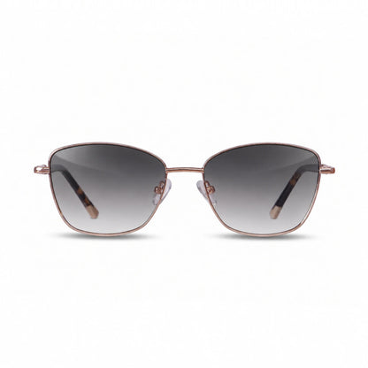 Fiore 2210 square cat eye sunglasses, tortoise steel frame, gradient gray polarized lens, front view · ReFramed