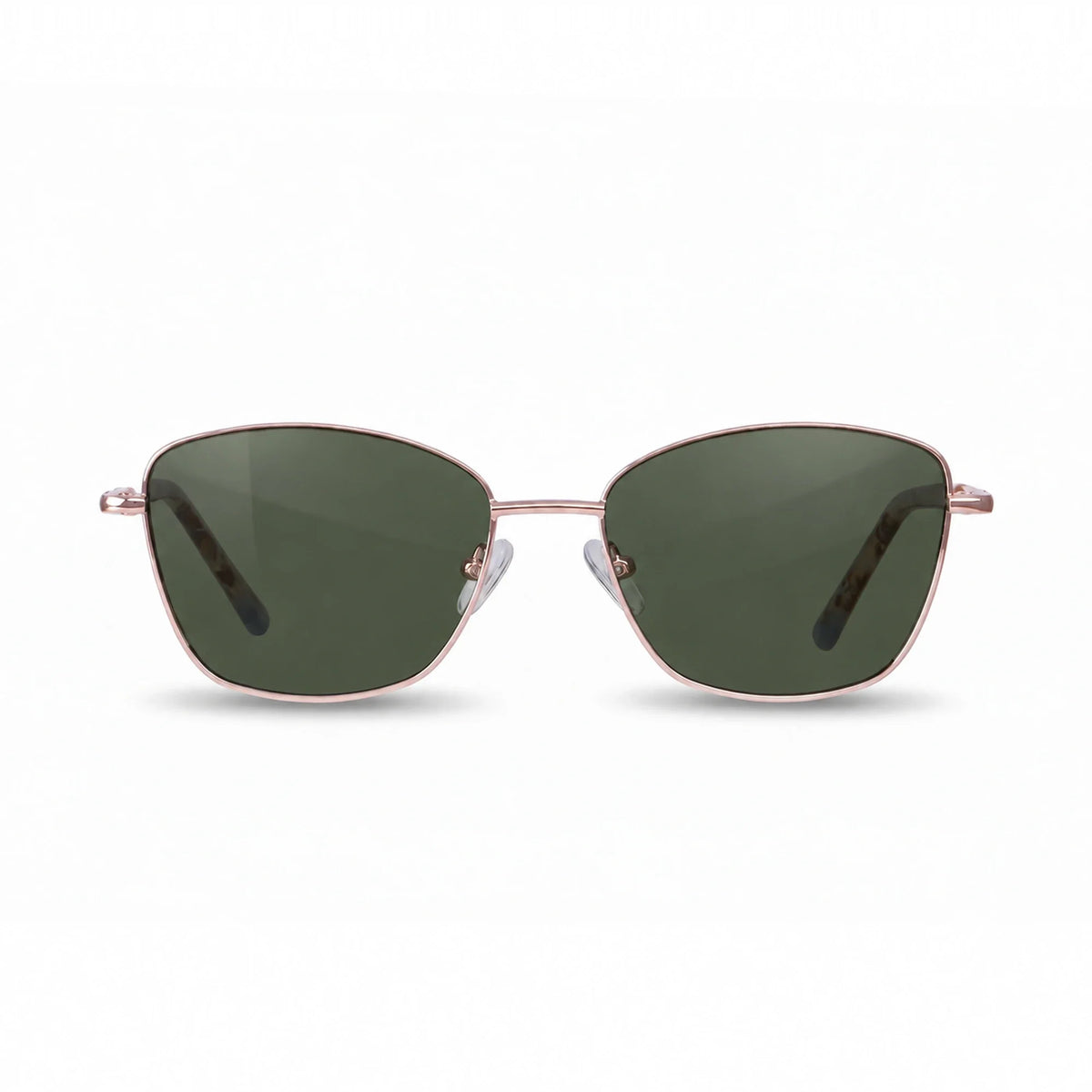 Fiore 2210 square cat eye sunglasses, gold steel frame, G15 polarized lens, front view · ReFramed