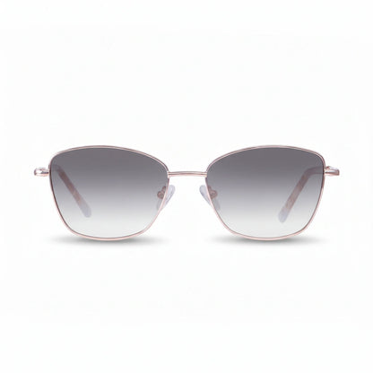 Fiore 2210 square cat eye sunglasses, gold steel frame, gradient gray polarized lens, front view · ReFramed