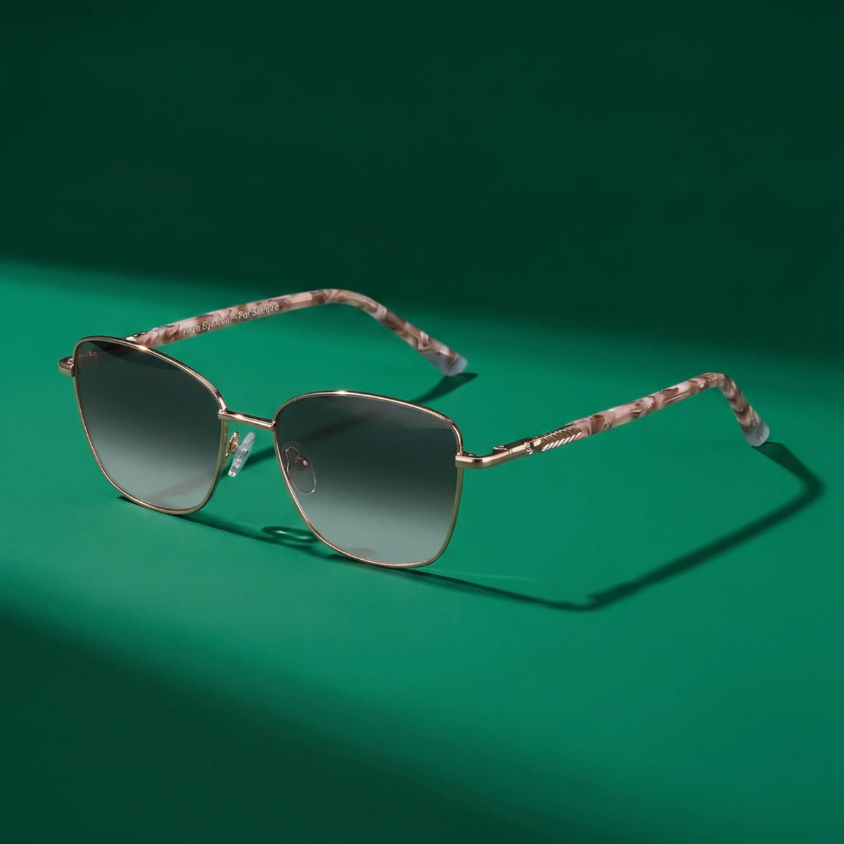 Fiore 2210 square cat eye sunglasses, gold steel frame, editorial still (angle 7) · ReFramed