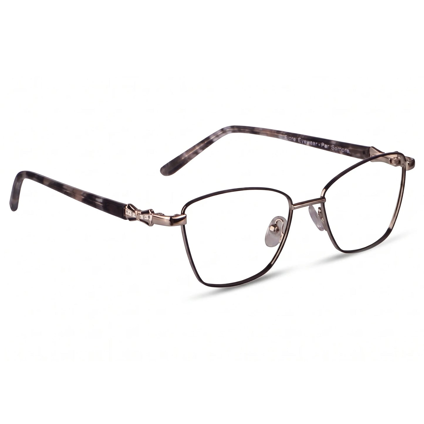 Fiore 22115 eyeglasses in black silver – three-quarter view