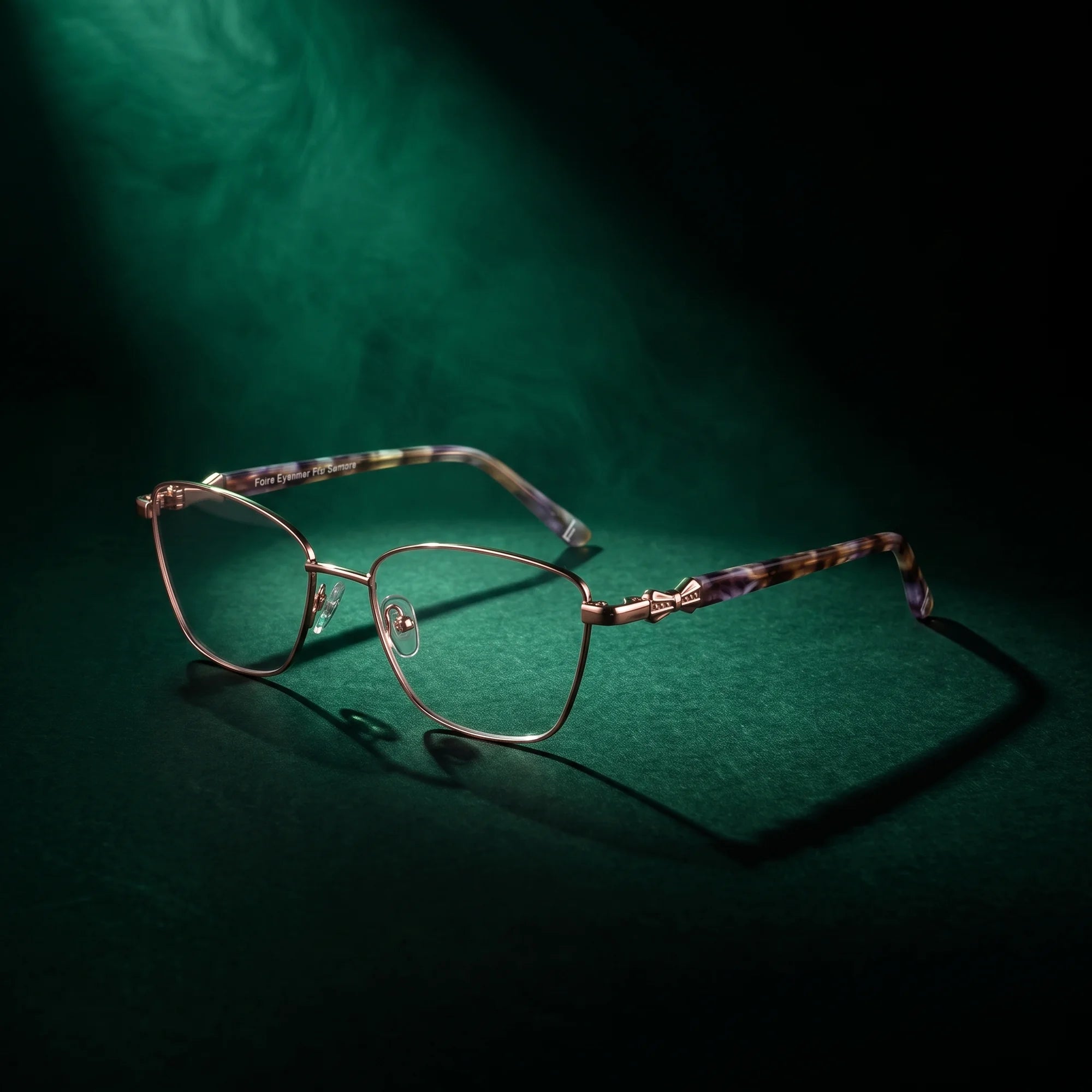 Fiore 22115 eyeglasses in gold – under a theatrical beam of light