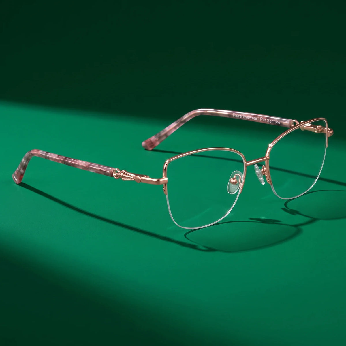 Fiore 22117 eyeglasses in gold – editorial still life on a saturated saturated color set