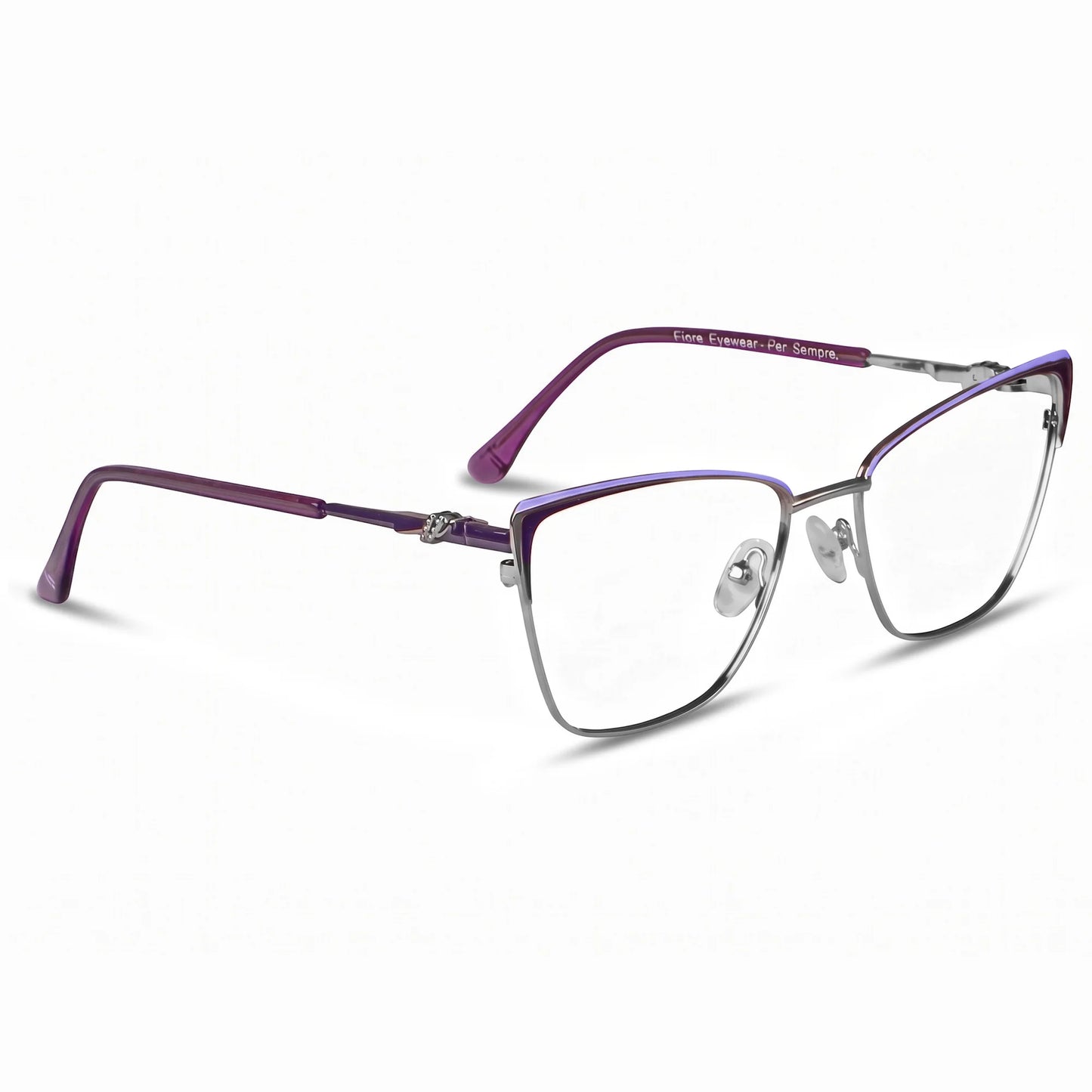 Fiore 3839 optical frame, Purple Silver, three-quarter view