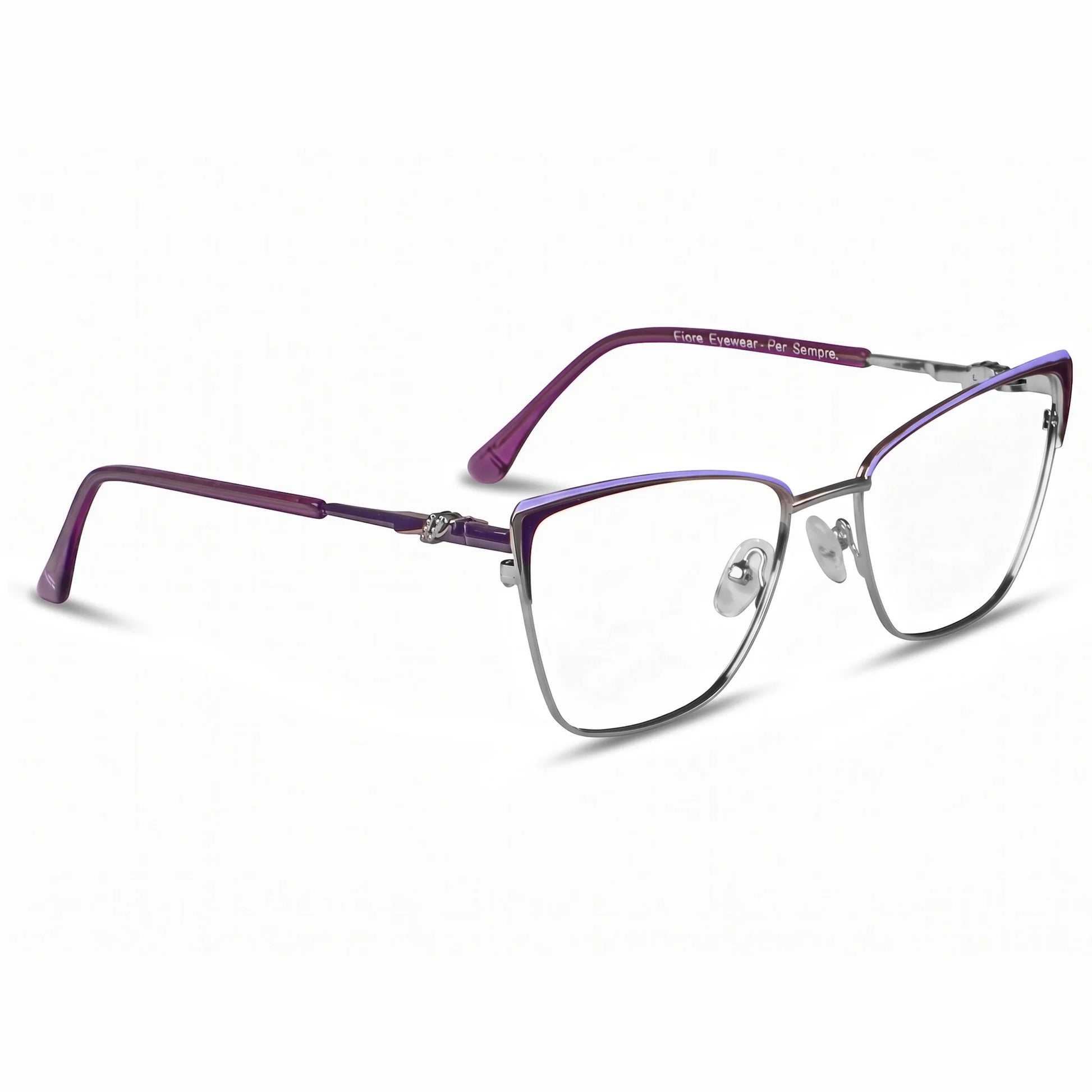Fiore 3839 optical frame, Purple Silver, three-quarter view