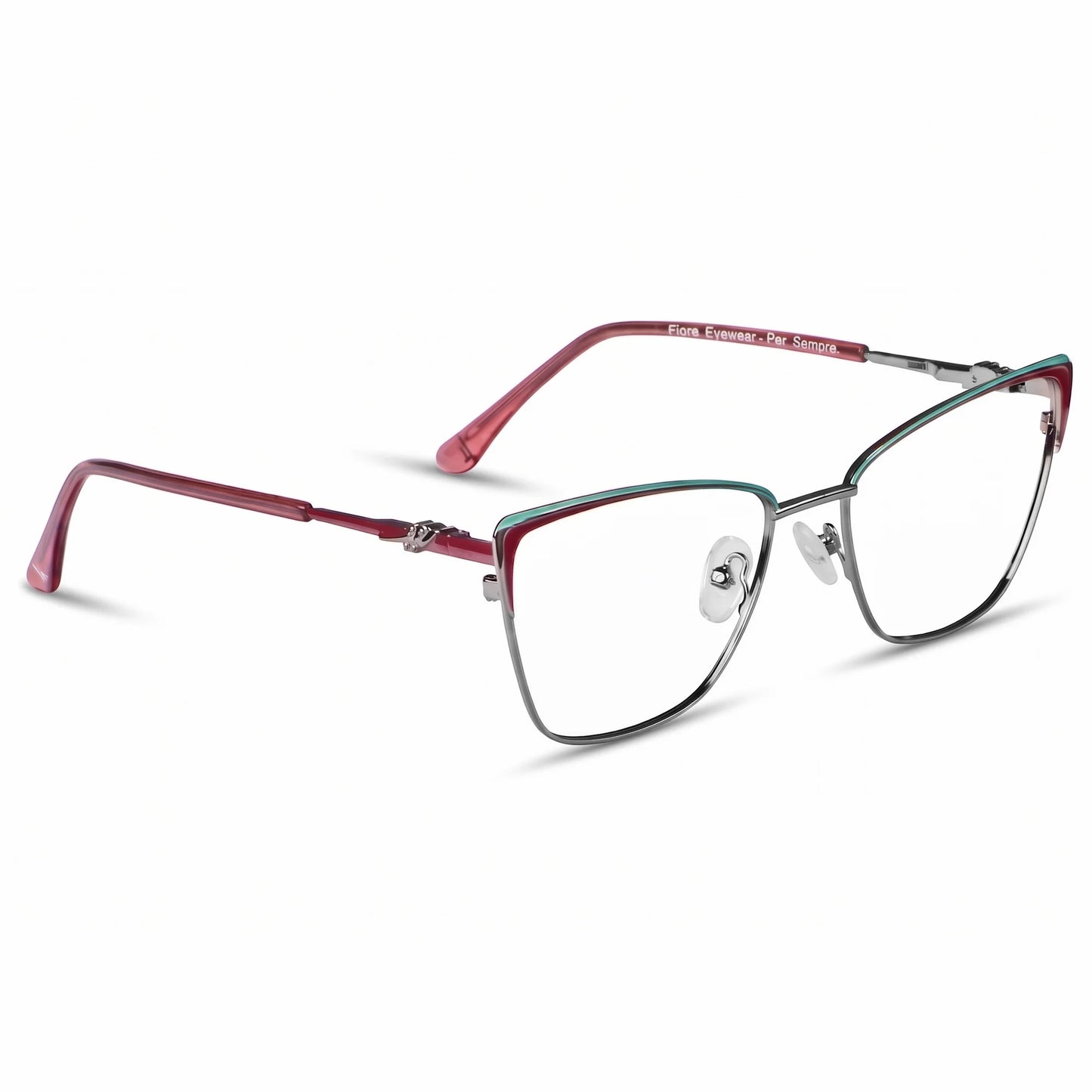 Fiore 3839 optical frame, Red Gun, three-quarter view