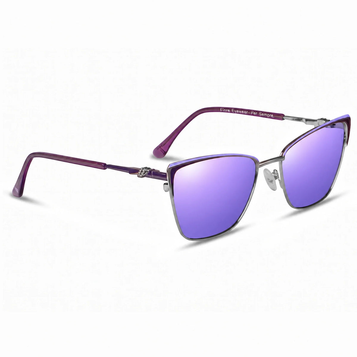 Fiore 3839 cat eye sunglasses, purple steel frame · ReFramed, photo 35 of 36 | Polarized UV400