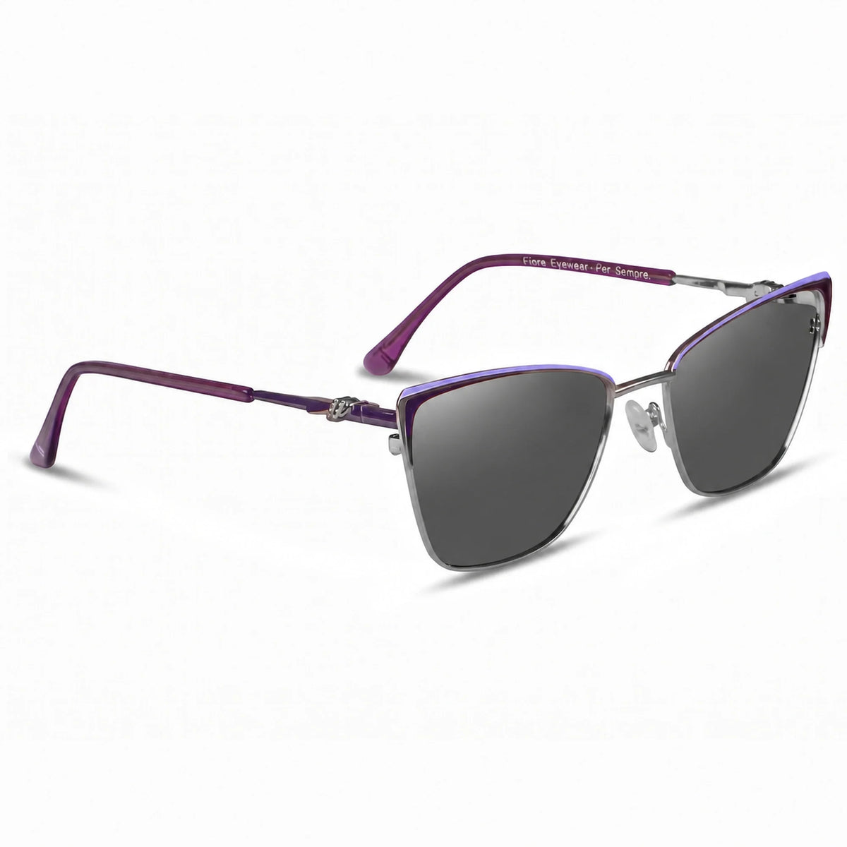 Fiore 3839 cat eye sunglasses, purple steel frame · ReFramed, photo 2 of 36 | Polarized UV400