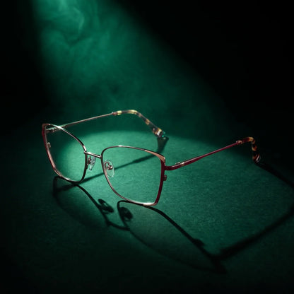 Fiore 3916 square cat-eye metal reading glasses, purple pink silver frame · ReFramed, photo 13 of 23