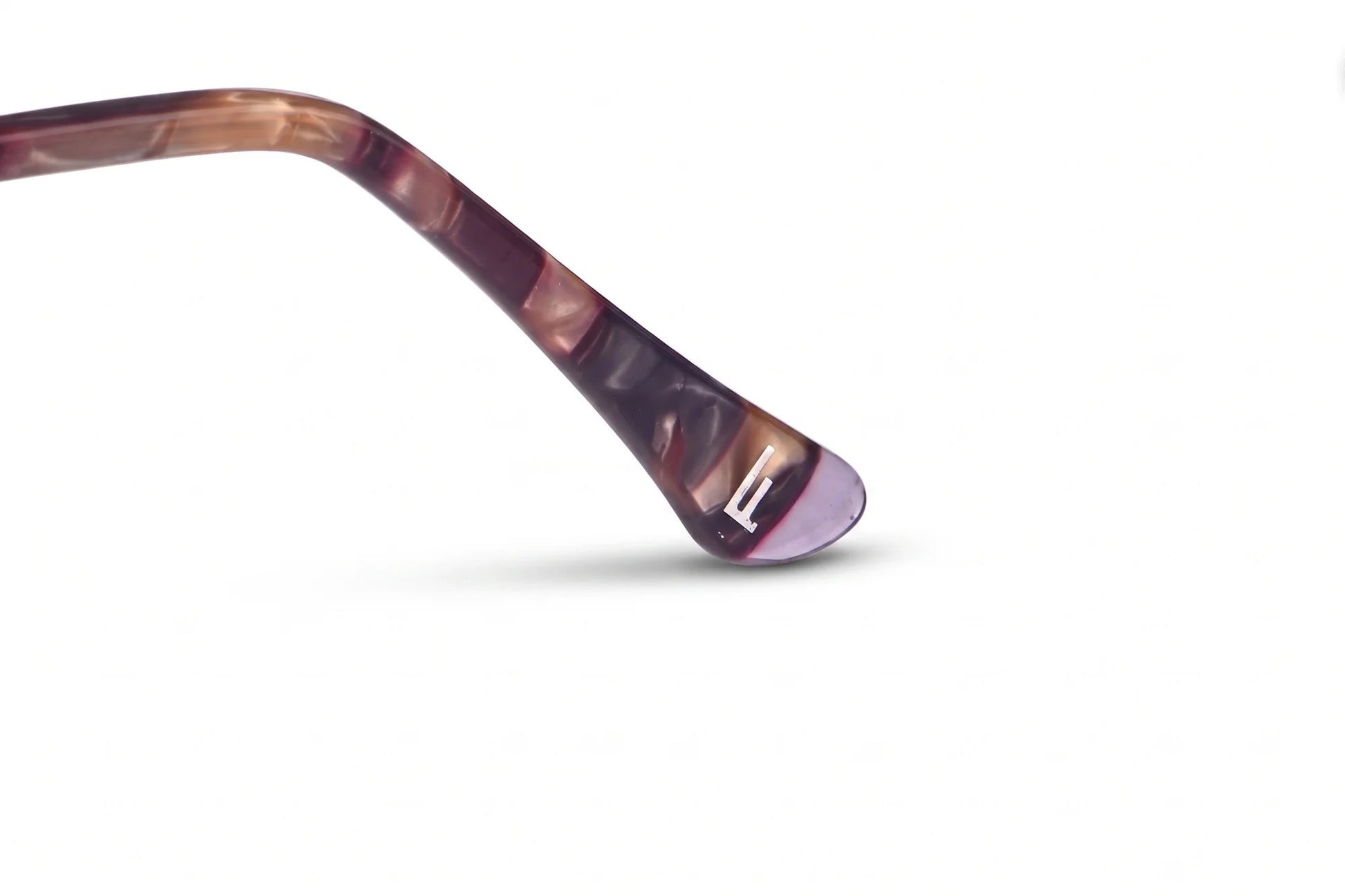 Fiore 3916 eyeglasses in purple pink silver – temple logo detail