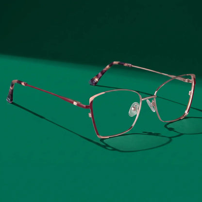 Fiore 3916 square cat-eye metal reading glasses, purple pink silver frame · ReFramed, photo 5 of 23