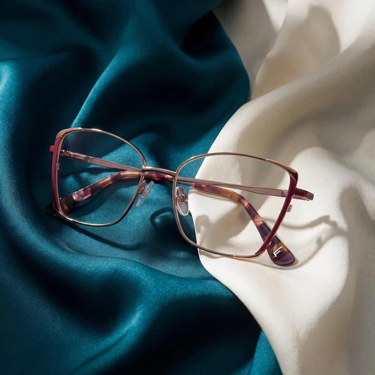 Fiore 3916 square cat-eye metal reading glasses, purple pink silver frame · ReFramed, photo 12 of 23