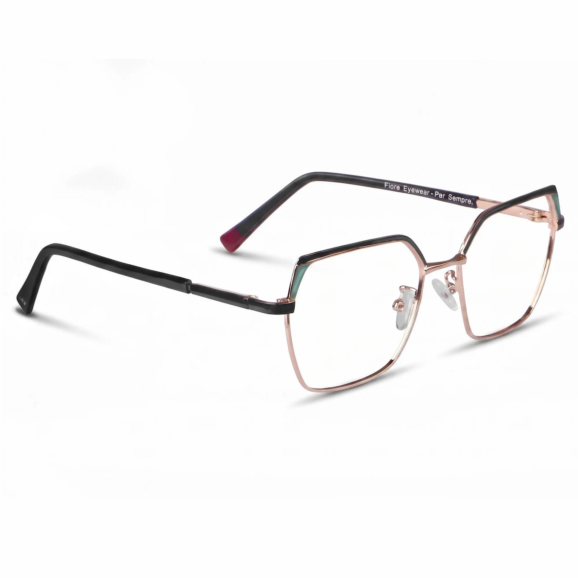 Fiore 3971 eyeglasses in black gold – three-quarter view