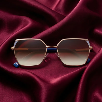Fiore 3971 geometric sunglasses, gold steel frame, editorial still (angle 8) · ReFramed