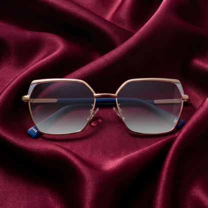 Fiore 3971 geometric sunglasses, gold steel frame, editorial still (angle 7) · ReFramed