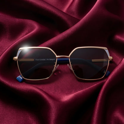 Fiore 3971 geometric sunglasses, gold steel frame, editorial still · ReFramed