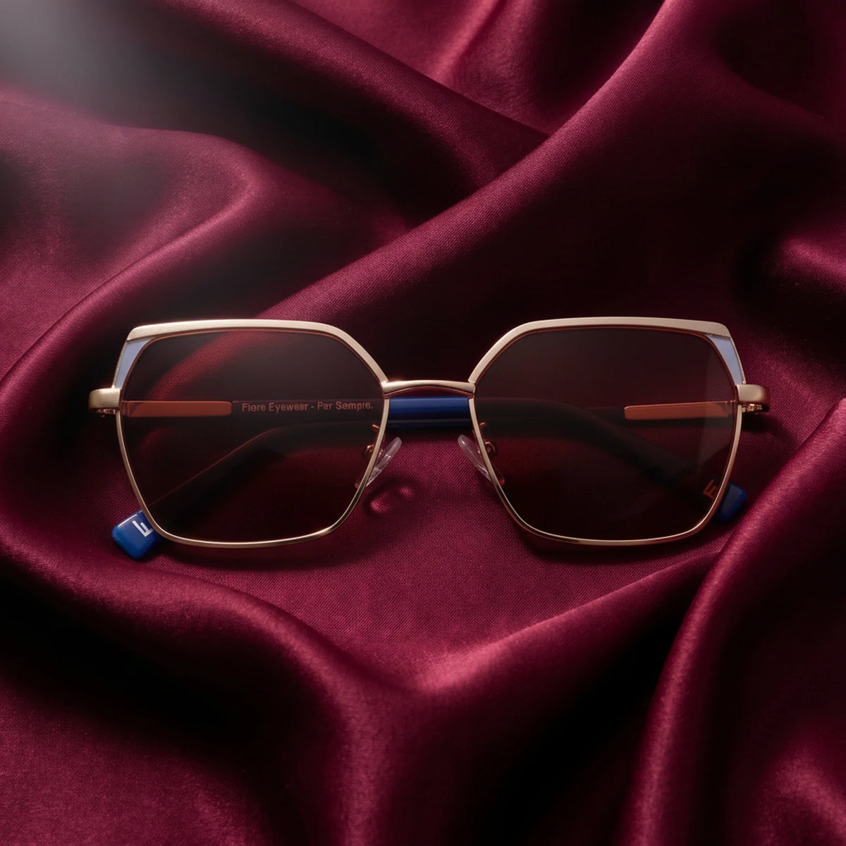 Fiore 3971 geometric sunglasses, gold steel frame, editorial still (angle 6) · ReFramed