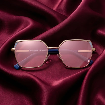 Fiore 3971 geometric sunglasses, gold steel frame, editorial still (angle 5) · ReFramed