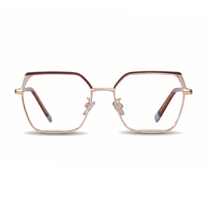 Fiore 3971 geometric metal reading glasses, brown gold frame · ReFramed, photo 1 of 71