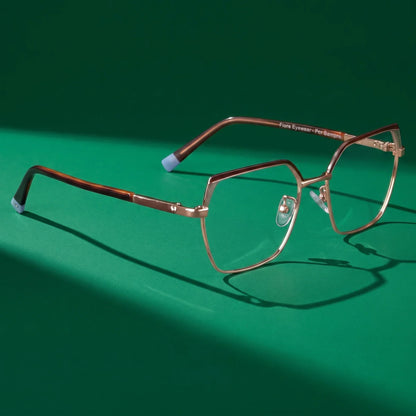 Fiore 3971 geometric metal reading glasses, brown gold frame · ReFramed, photo 4 of 71