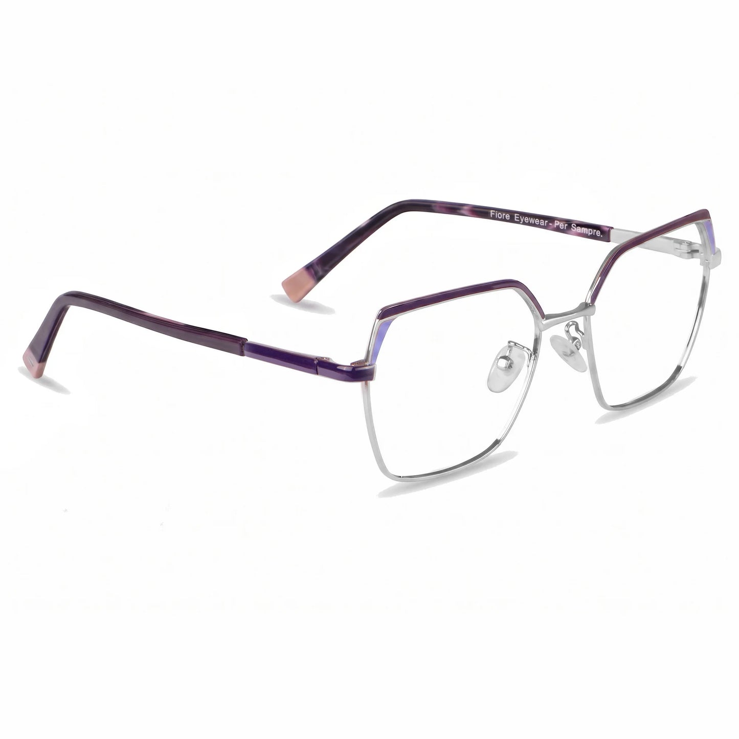 Fiore 3971 eyeglasses in purple silver – three-quarter view
