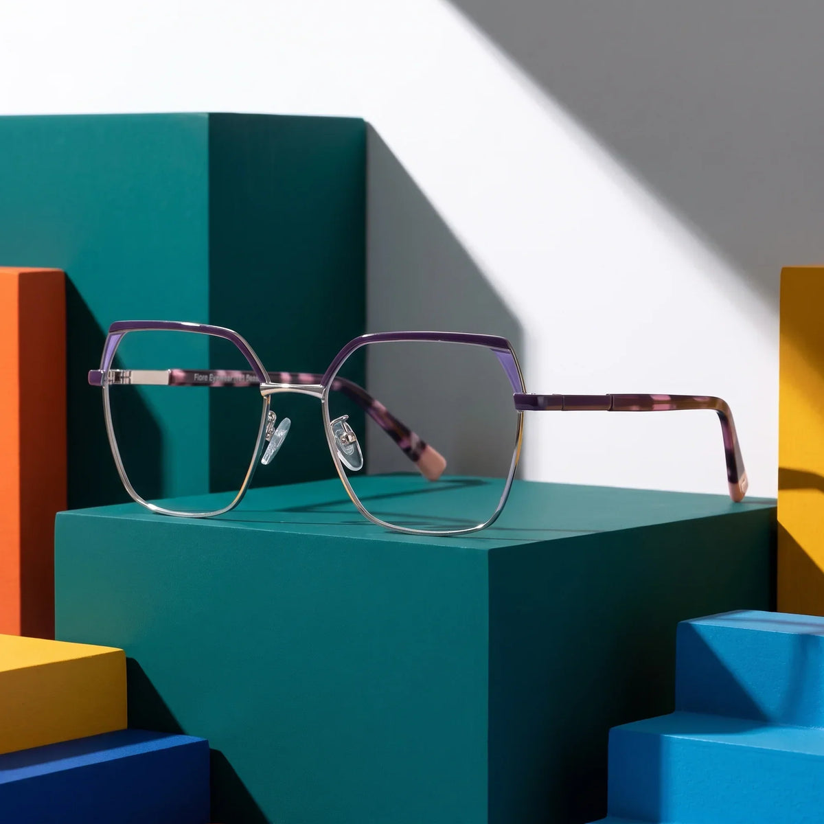 Fiore 3971 geometric metal reading glasses, purple silver frame · ReFramed, photo 30 of 71
