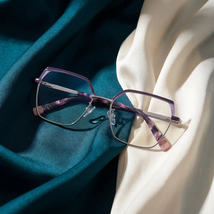 Fiore 3971 geometric metal reading glasses, purple silver frame · ReFramed, photo 27 of 71
