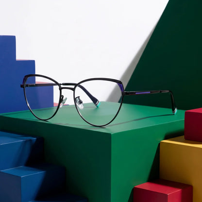 Fiore 3983 cat-eye metal reading glasses, black blue frame · ReFramed, photo 14 of 100