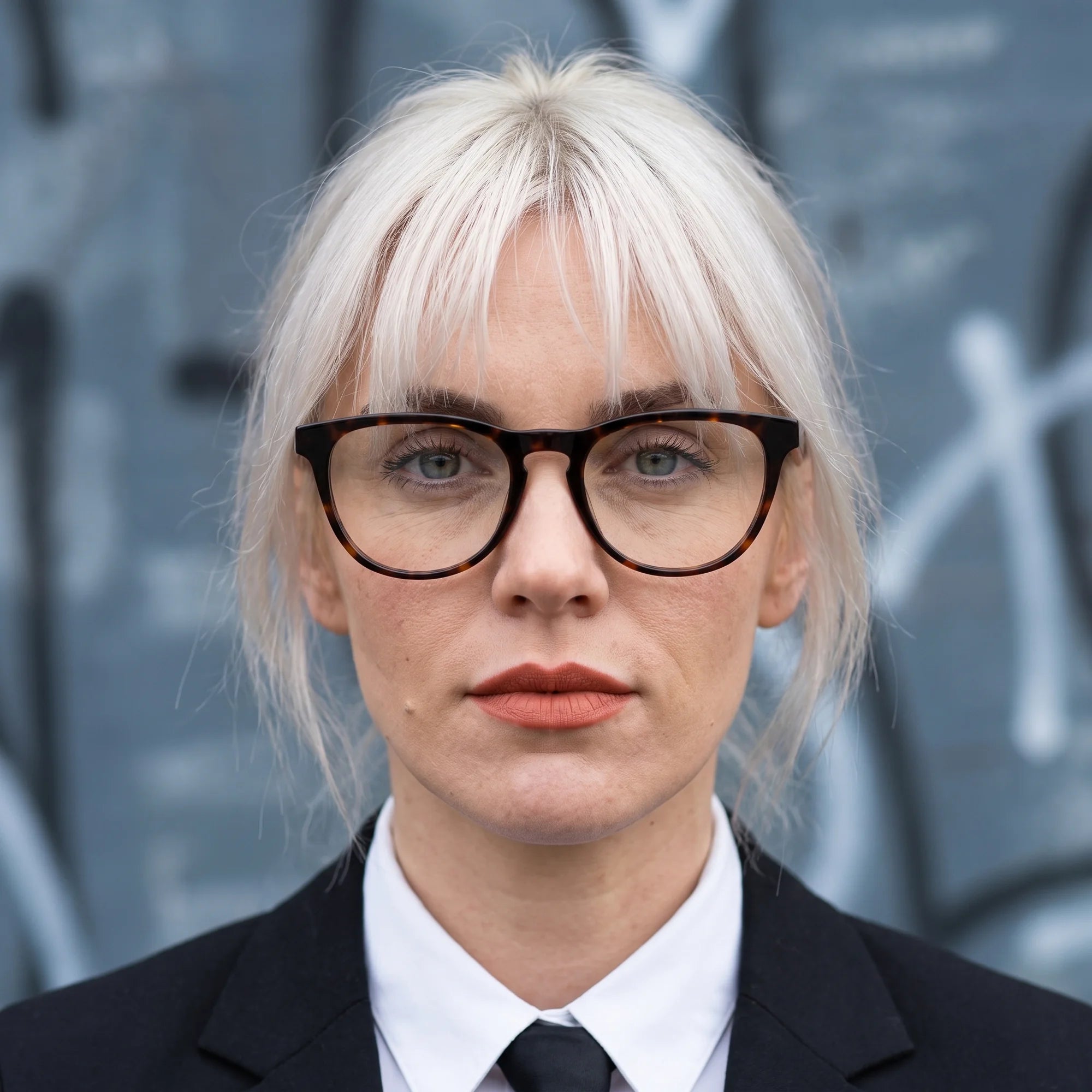 Fiore 4488 eyeglasses in tortoiseshell, worn by a model – campaign portrait, confident portrait with gold chain necklace
