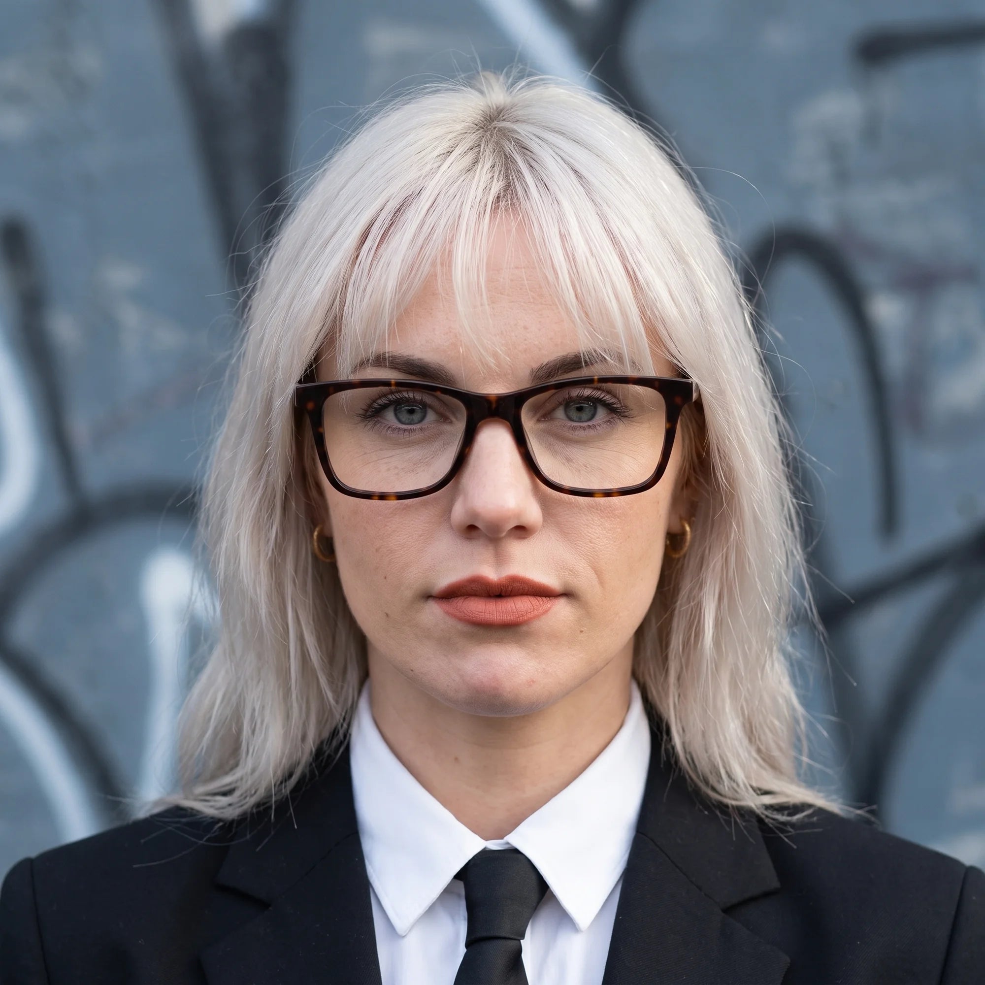 Fiore 5228 eyeglasses in tortoiseshell, worn by a model – campaign portrait, confident portrait with gold chain necklace