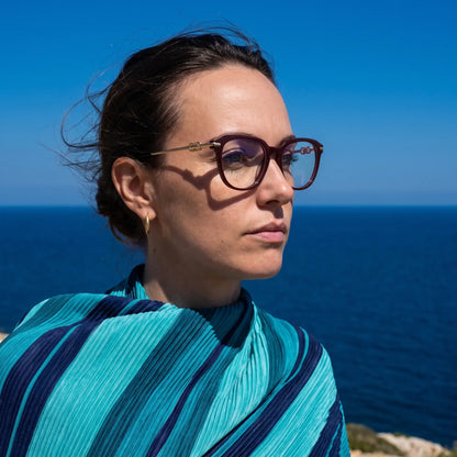 Fiore 5409 round acetate and metal reading glasses, brown red frame · ReFramed, photo 84 of 84