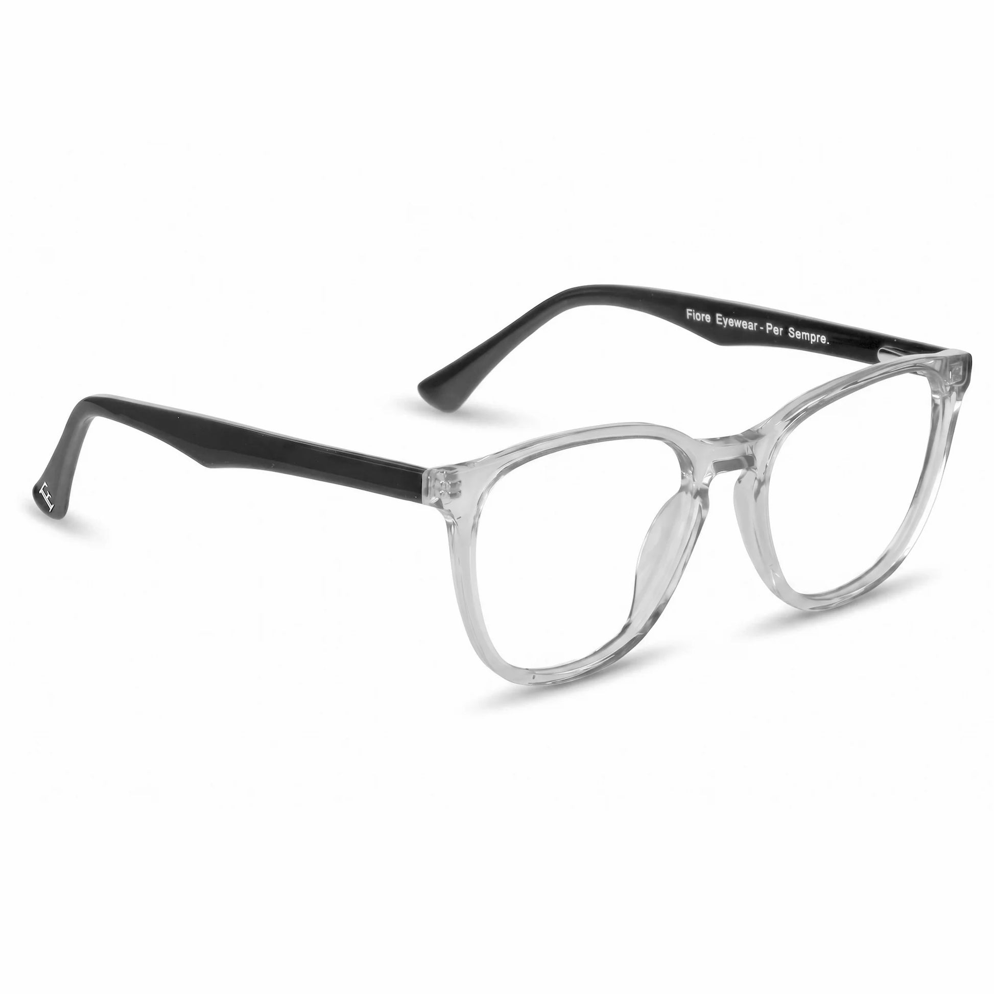 Fiore 7046 eyeglasses in transparent – three-quarter view
