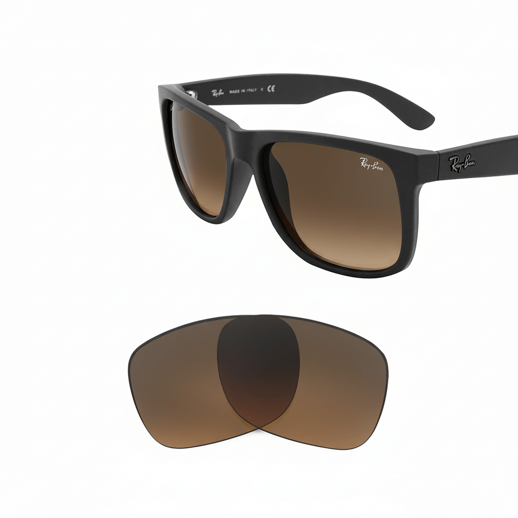 Ray-Ban Justin RB4165 replacement lenses — Gradient Brown polarized sunglass lens, 100% UV | ReFramed